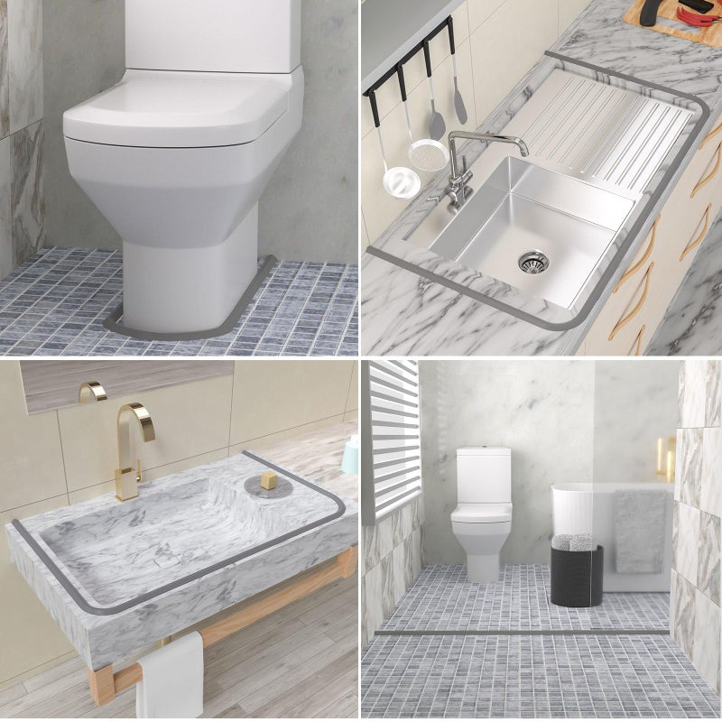Duzzy 118 Inch Collapsible Shower Water Dam, Shower Threshold Water Stopper Barrier and Retention System and Keeps Water Inside Threshold Dry and Wet Separation, Suitable for Bathroom & Kitchen - Image 5